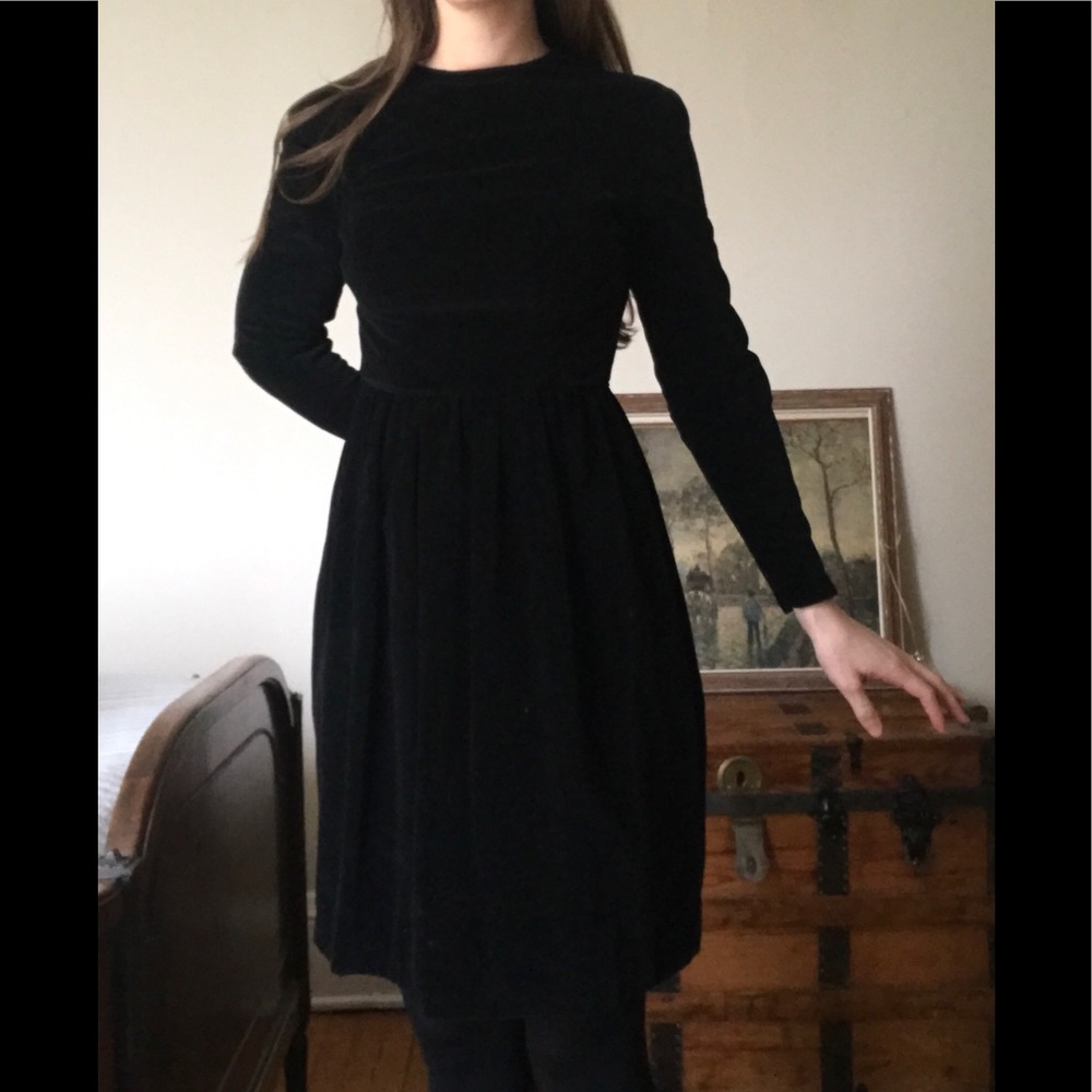 60s Vintage Black Velvet Dress